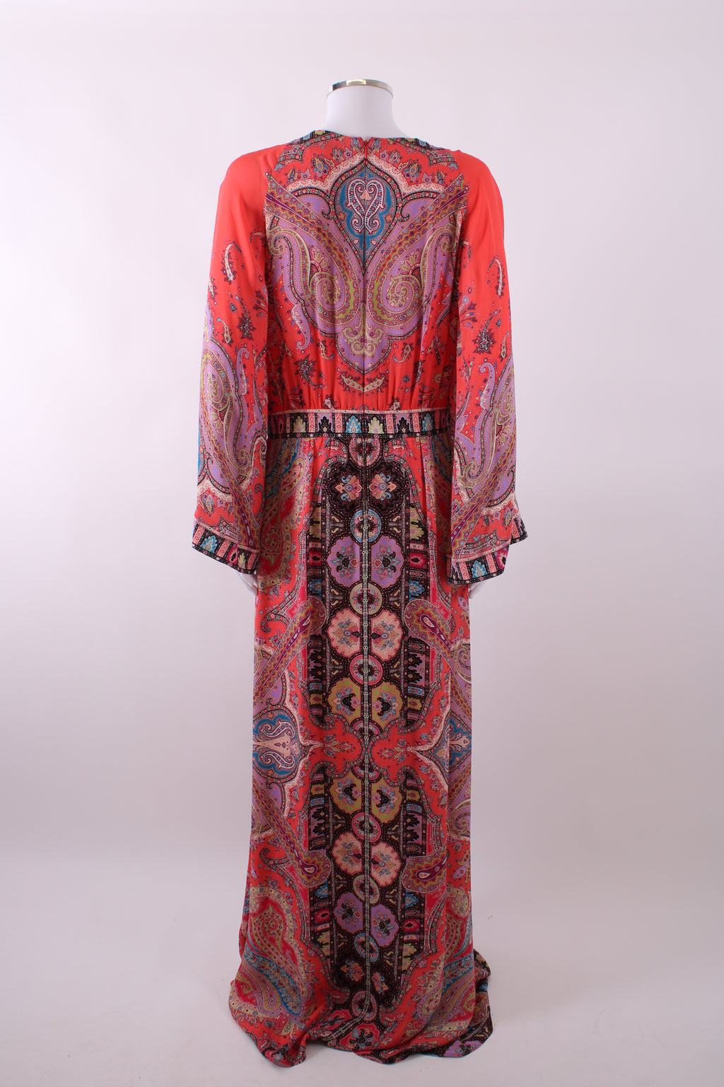 Etro L/S Paisley Maxi Dress Coral/ Lilac 16