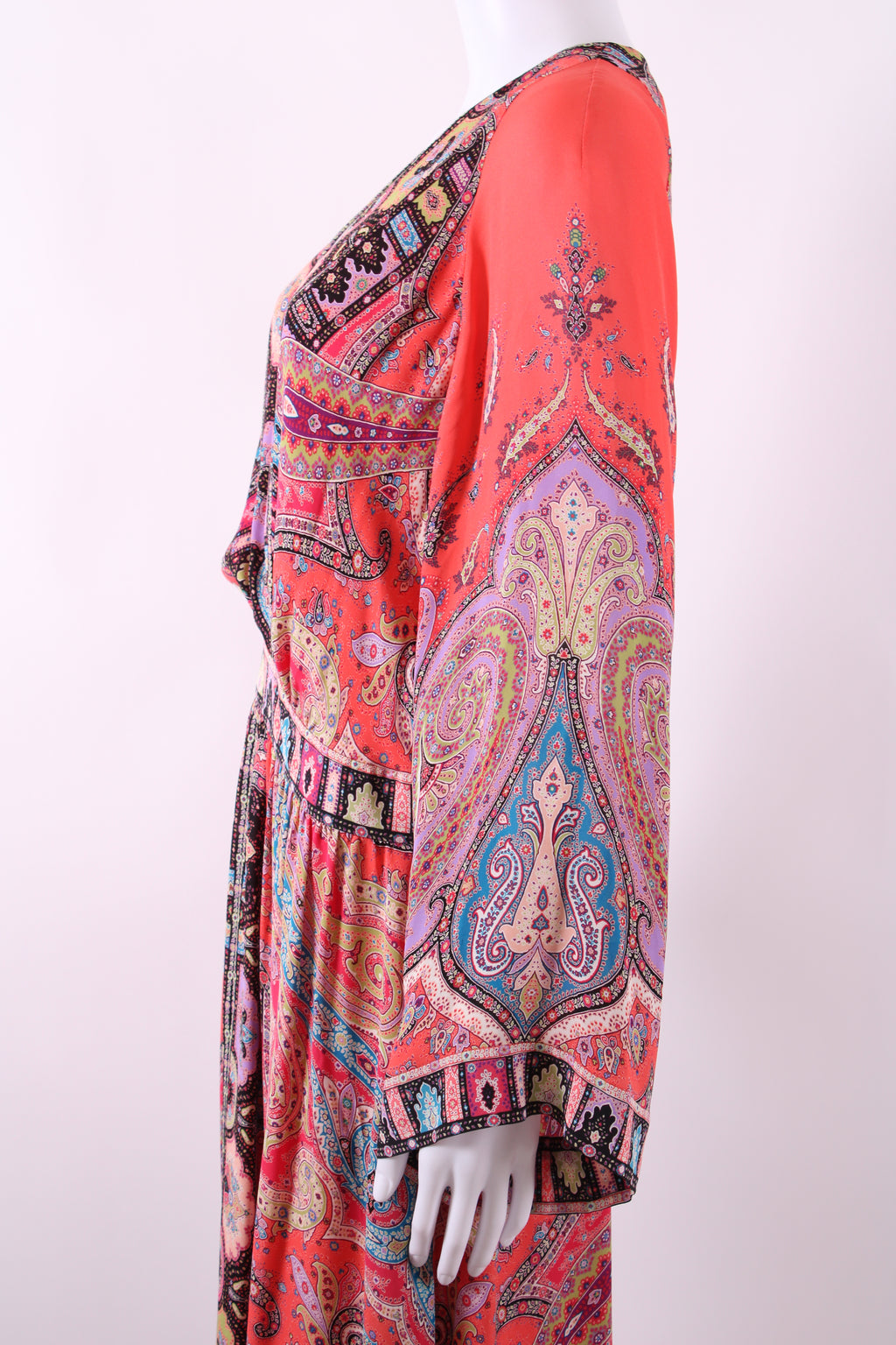 Etro L/S Paisley Maxi Dress Coral/ Lilac 16