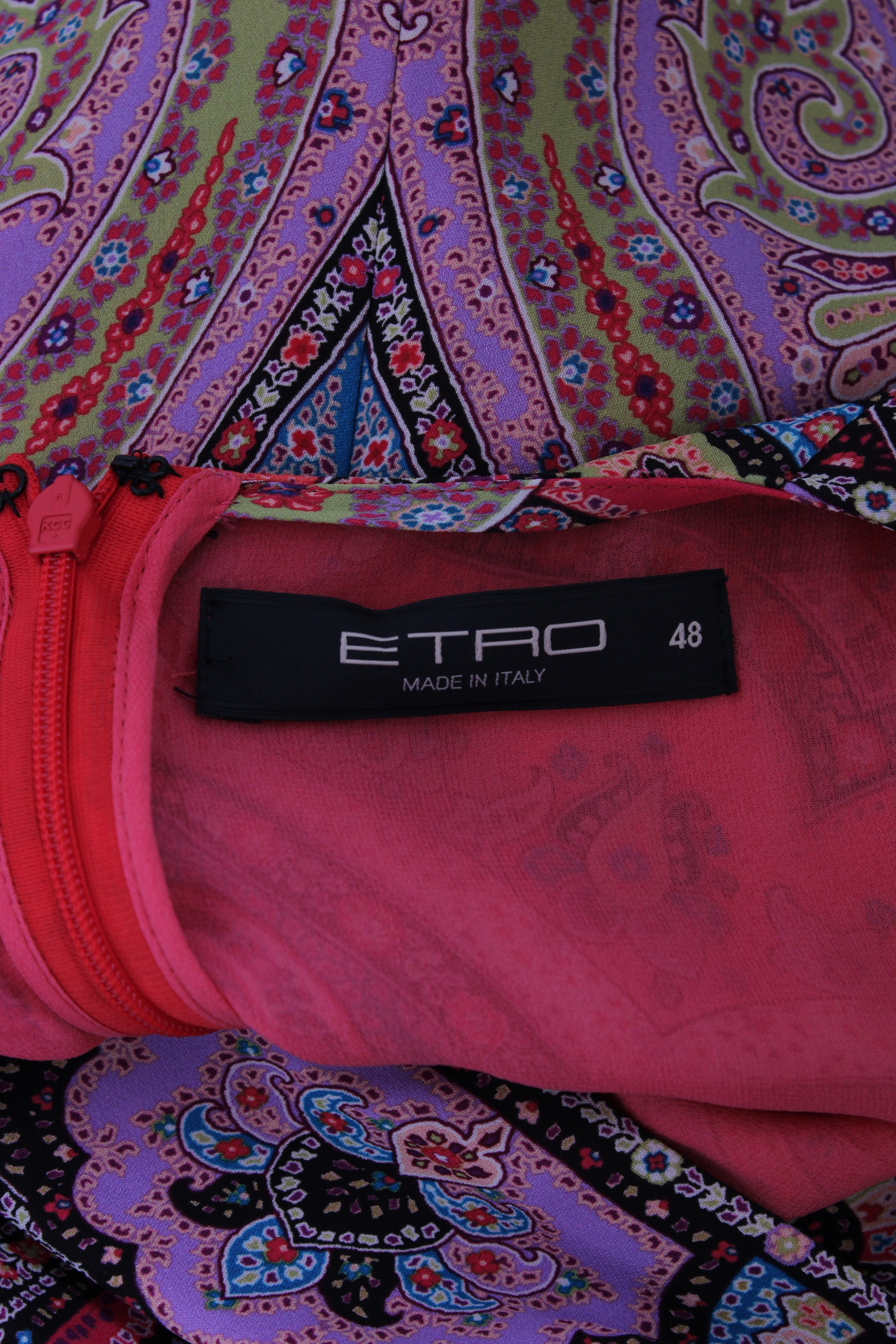 Etro L/S Paisley Maxi Dress Coral/ Lilac 16