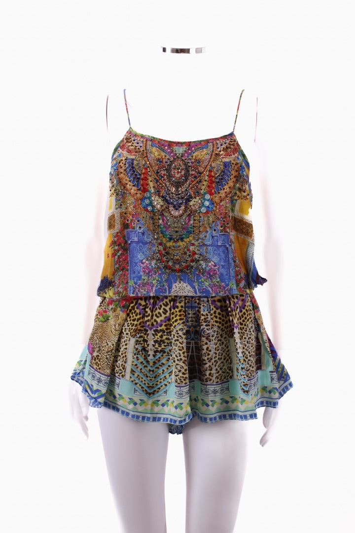 Camilla Print/ Rhinestone Playsuit Multi XS