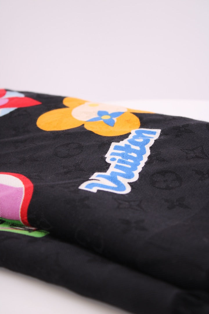 Louis Vuitton Monogram Stories Shawl Scarf Black