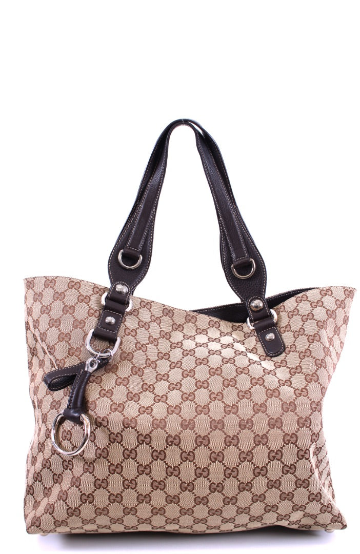 Gucci GG Canvas Icon Bit Tote Beige