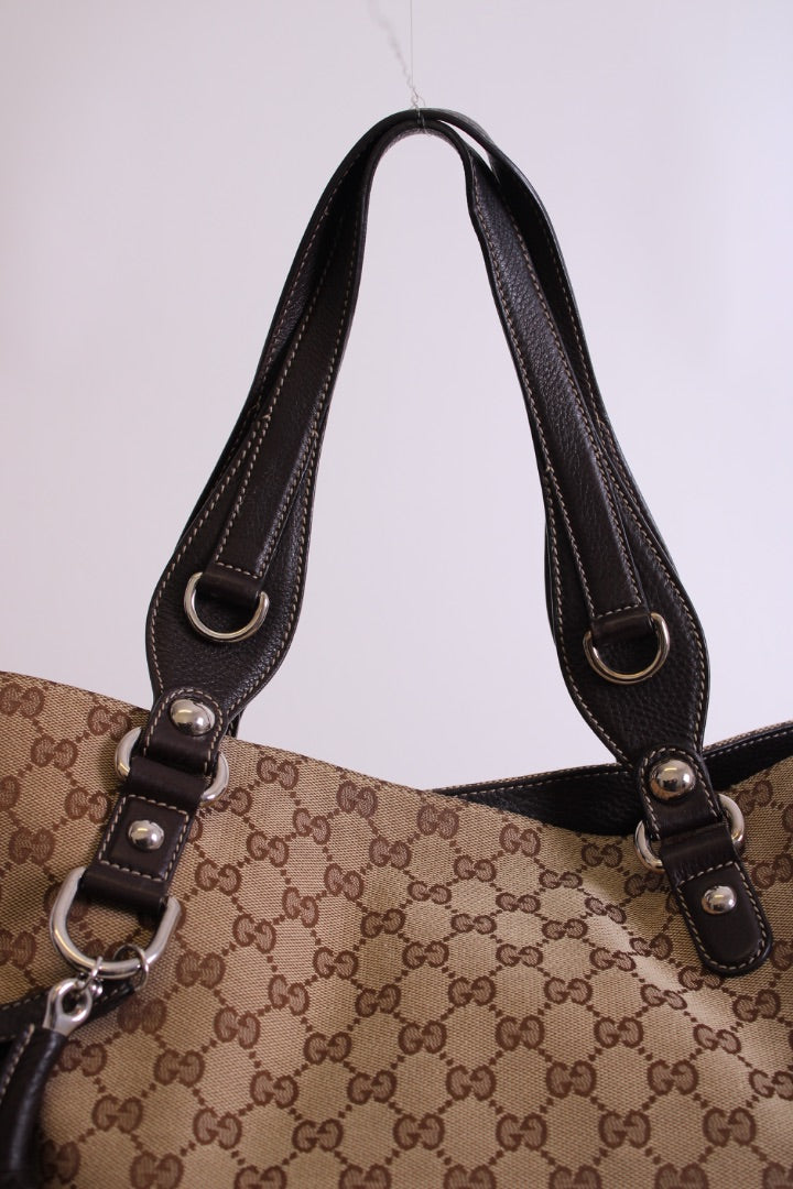 Gucci GG Canvas Icon Bit Tote Beige