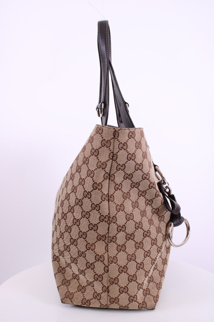 Gucci GG Canvas Icon Bit Tote Beige