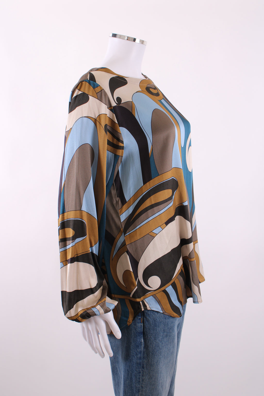 Charlotte Sparre L/S Print Blouse Blue/ Tan L