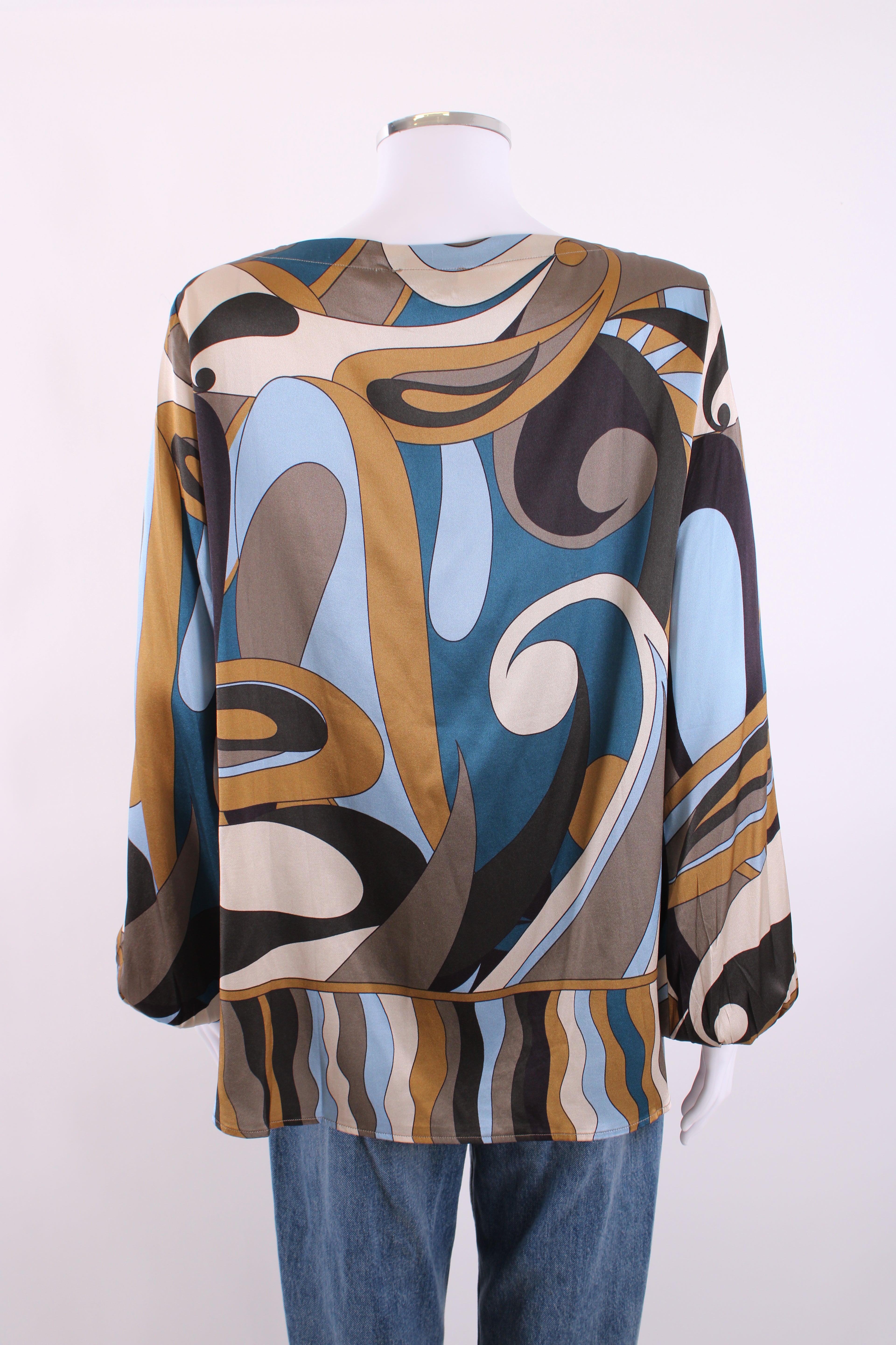 Charlotte Sparre L/S Print Blouse Blue/ Tan L