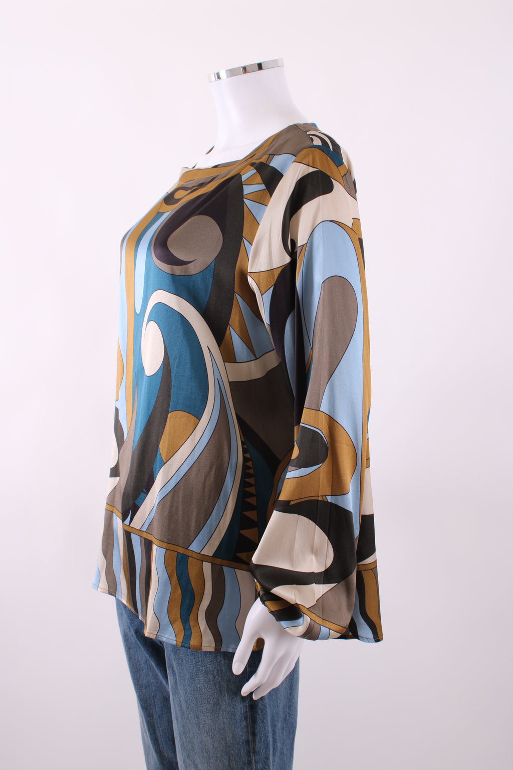Charlotte Sparre L/S Print Blouse Blue/ Tan L