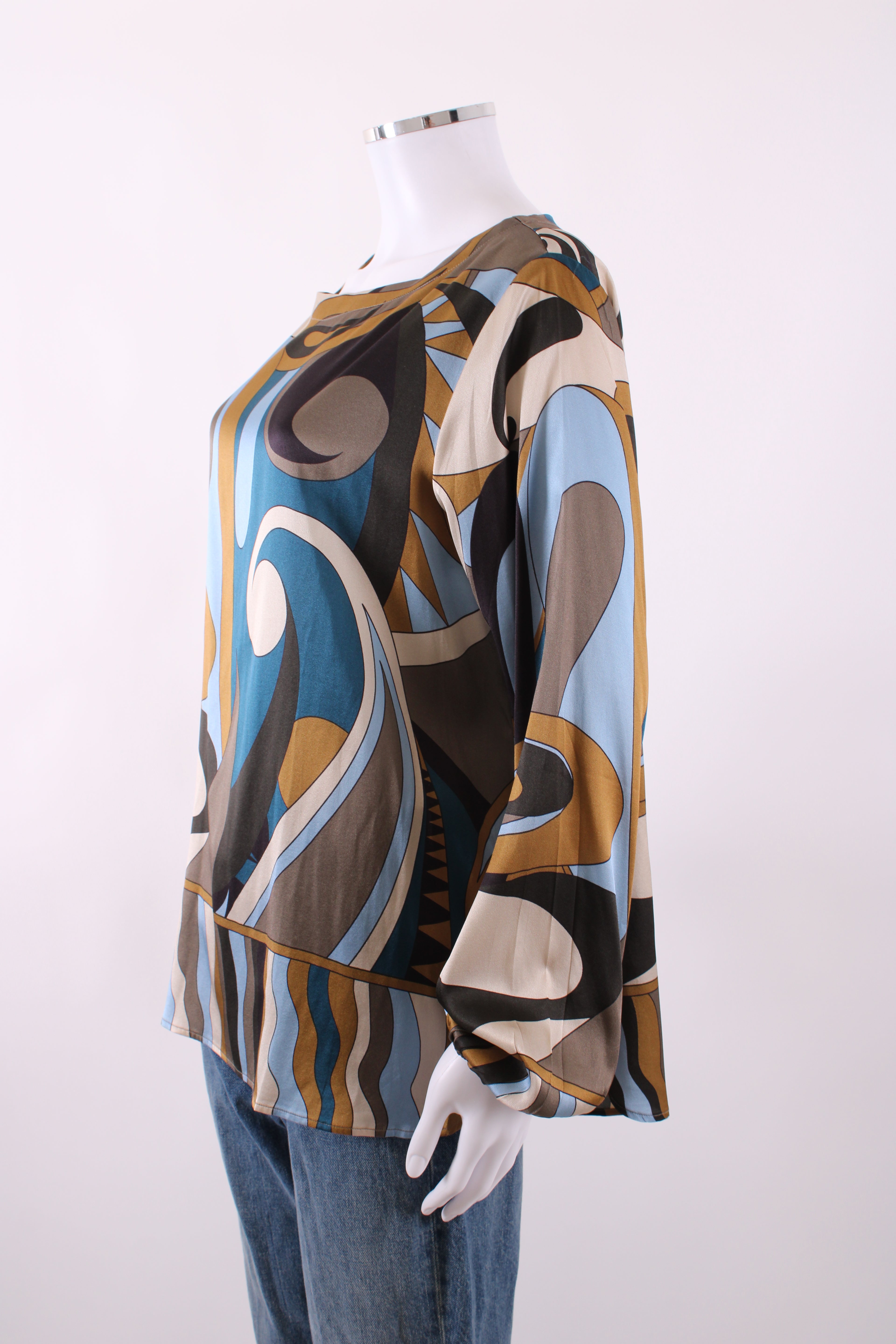 Charlotte Sparre L/S Print Blouse Blue/ Tan L