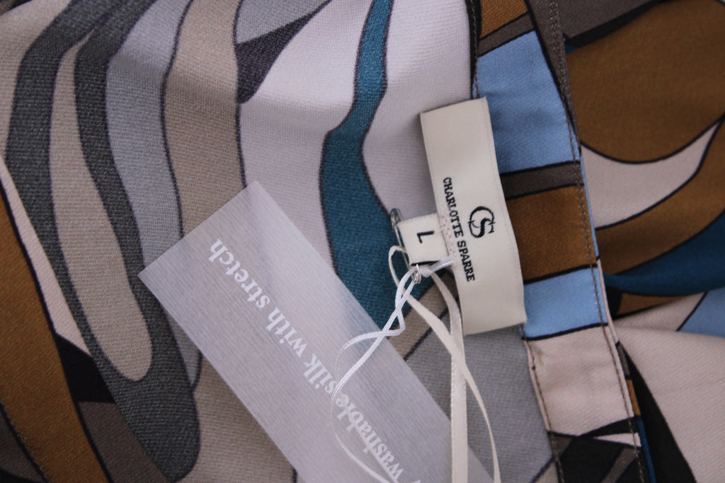 Charlotte Sparre L/S Print Blouse Blue/ Tan L