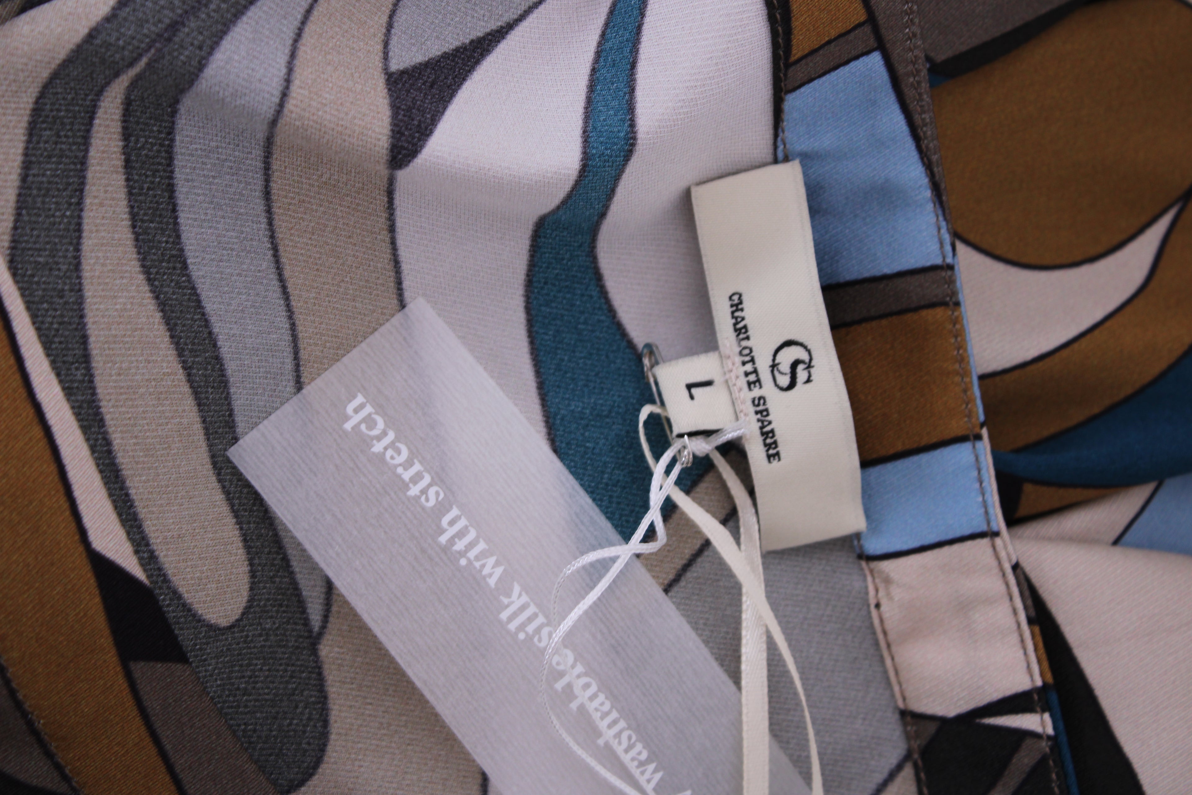 Charlotte Sparre L/S Print Blouse Blue/ Tan L