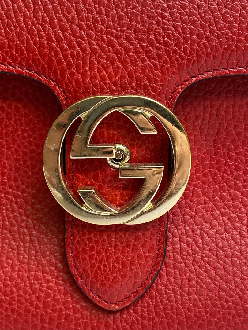 Red Gucci Medium Interlocking G, Top Handle Bag