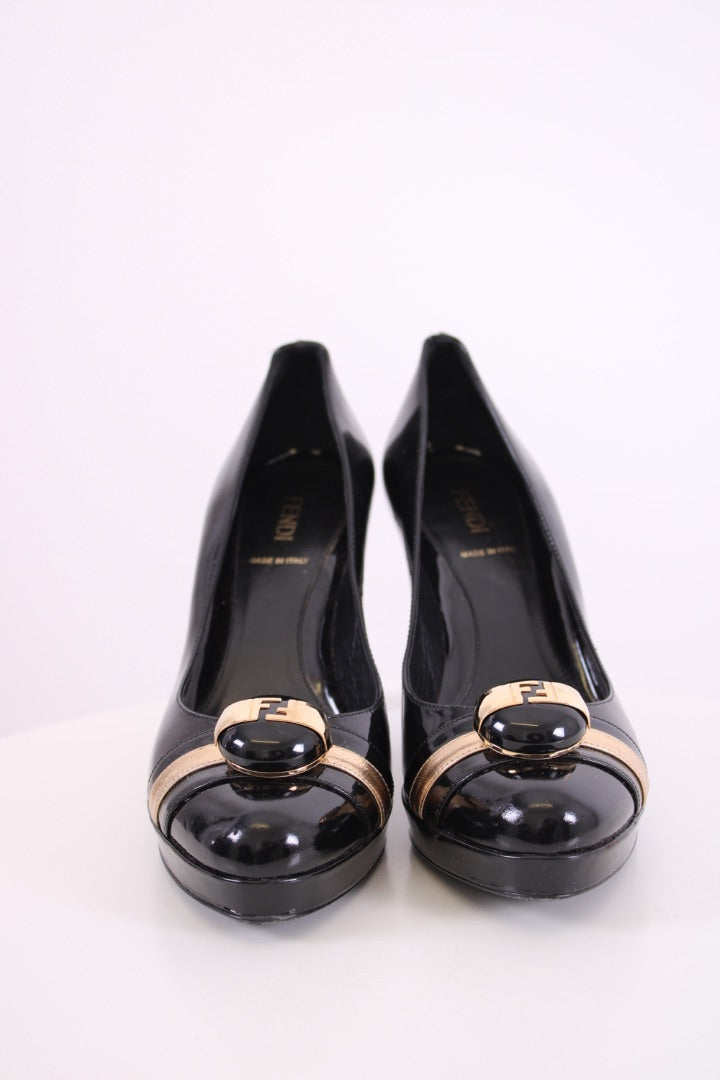 Fendi FF Button Patent Heels 38