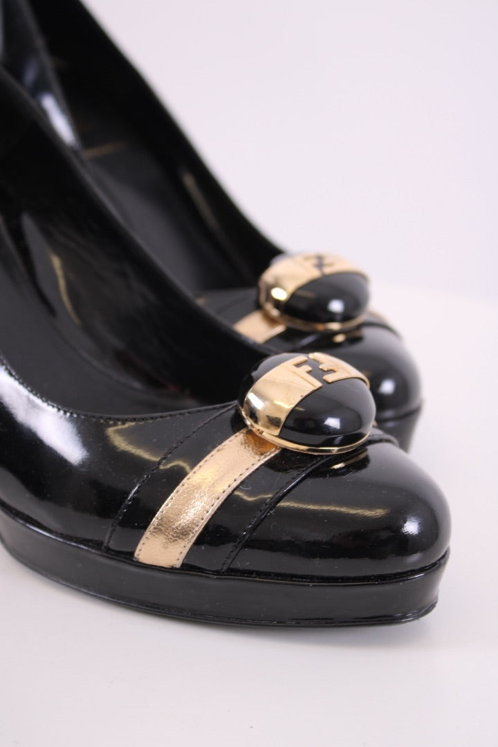 Fendi FF Button Patent Heels 38