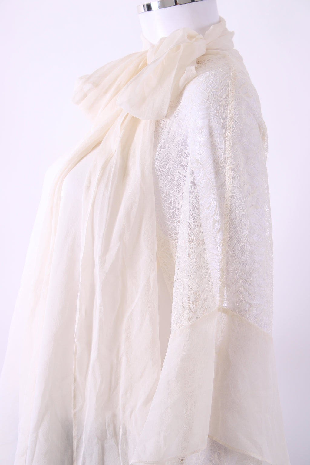 Diane Von Furstenberg Lace Silk Sleeve Blouse White M