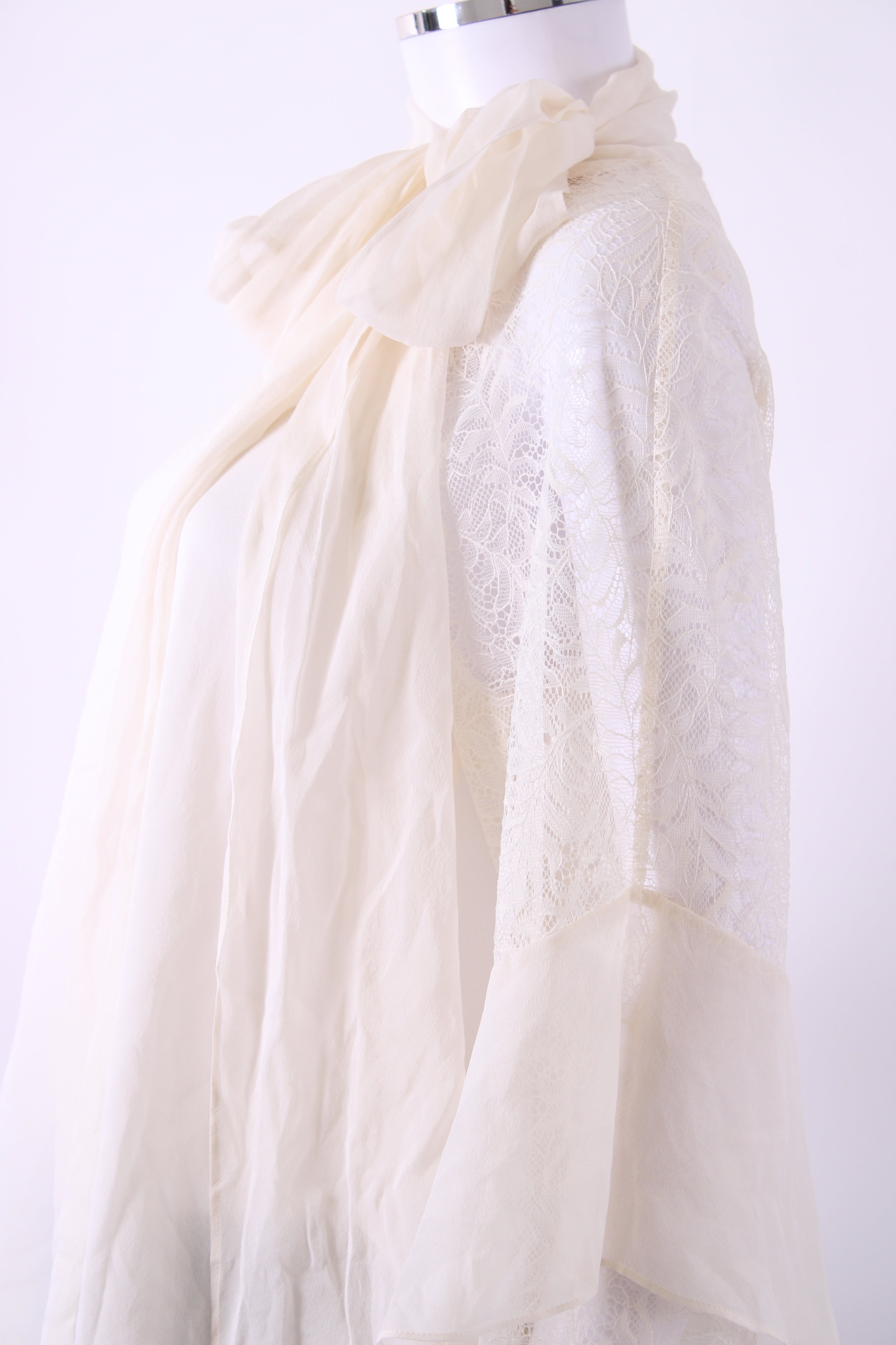 Diane Von Furstenberg Lace Silk Sleeve Blouse White M