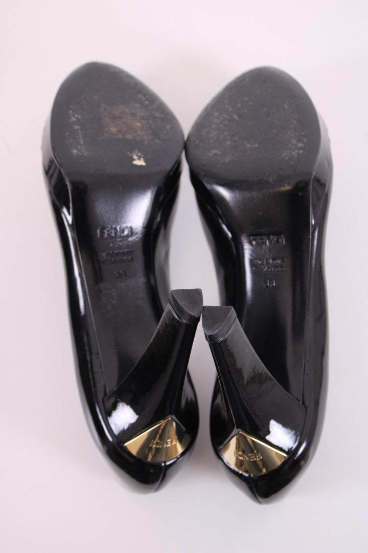 Fendi FF Button Patent Heels 38