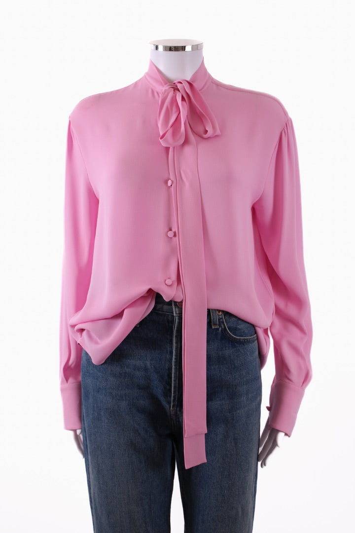 Valentino L/S Pussy Bow Blouse Pink 4