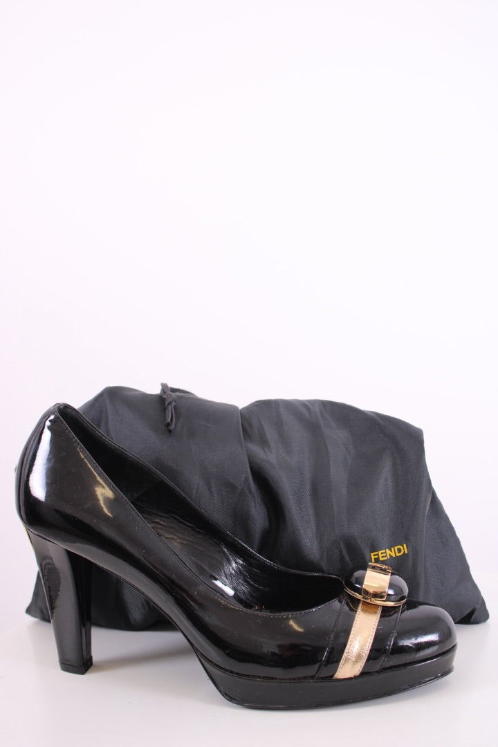 Fendi FF Button Patent Heels 38