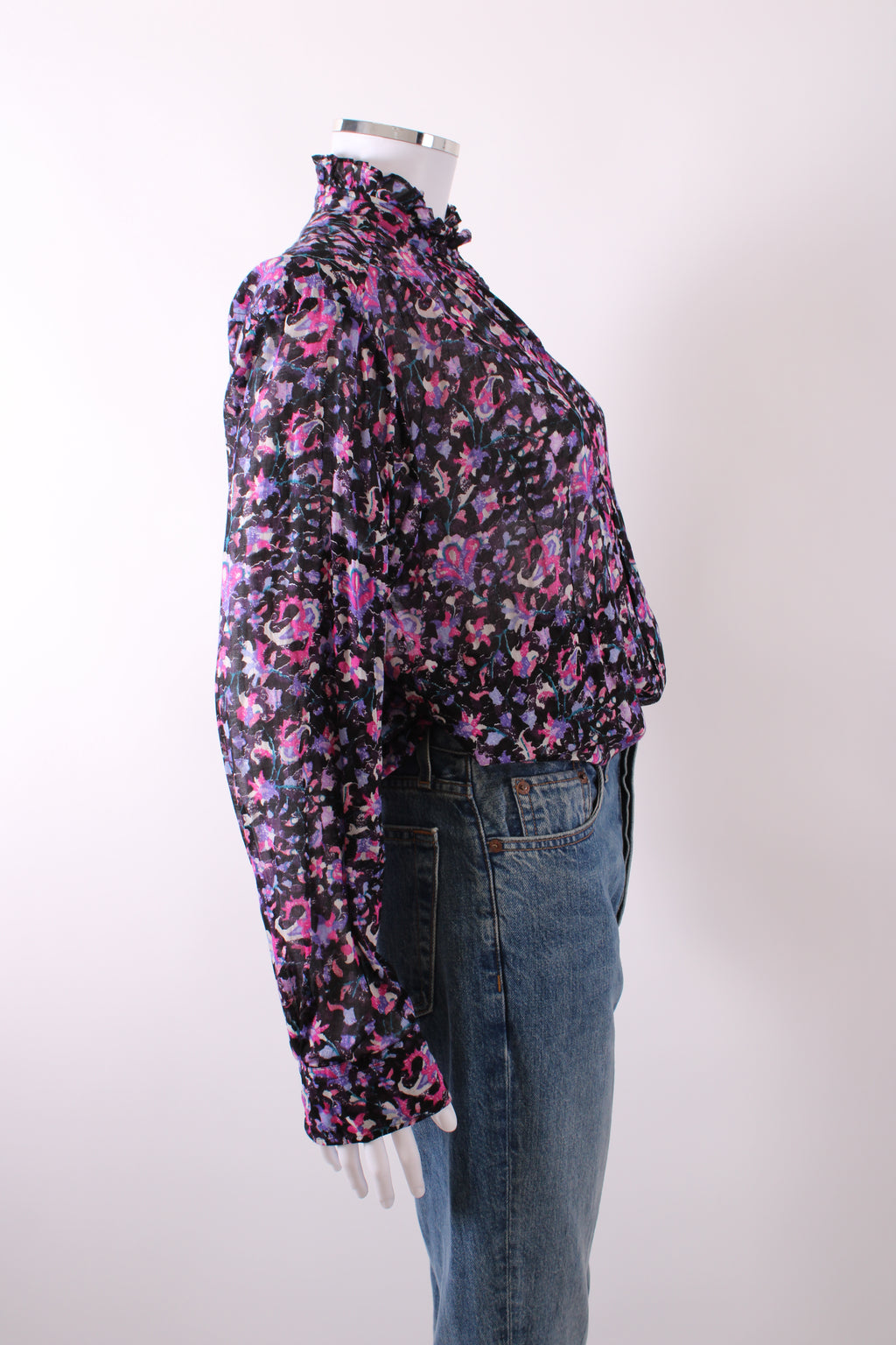Isabel Marant Etoile L/S Floral Blouse Black/ Purple 6