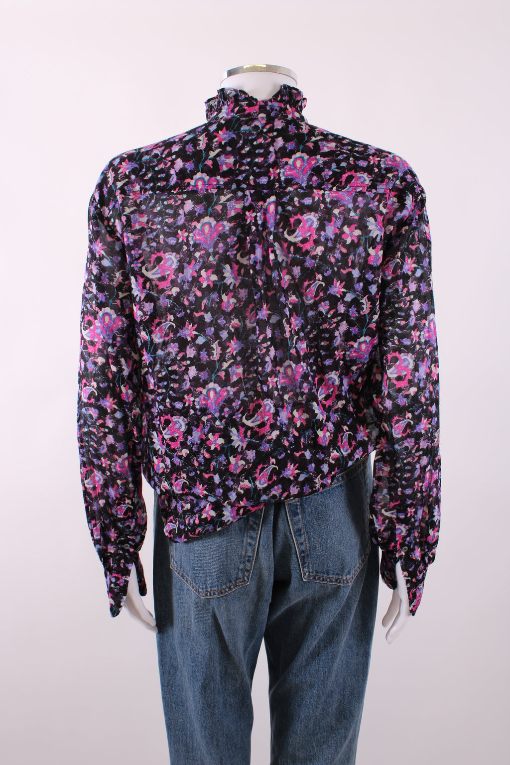 Isabel Marant Etoile L/S Floral Blouse Black/ Purple 6