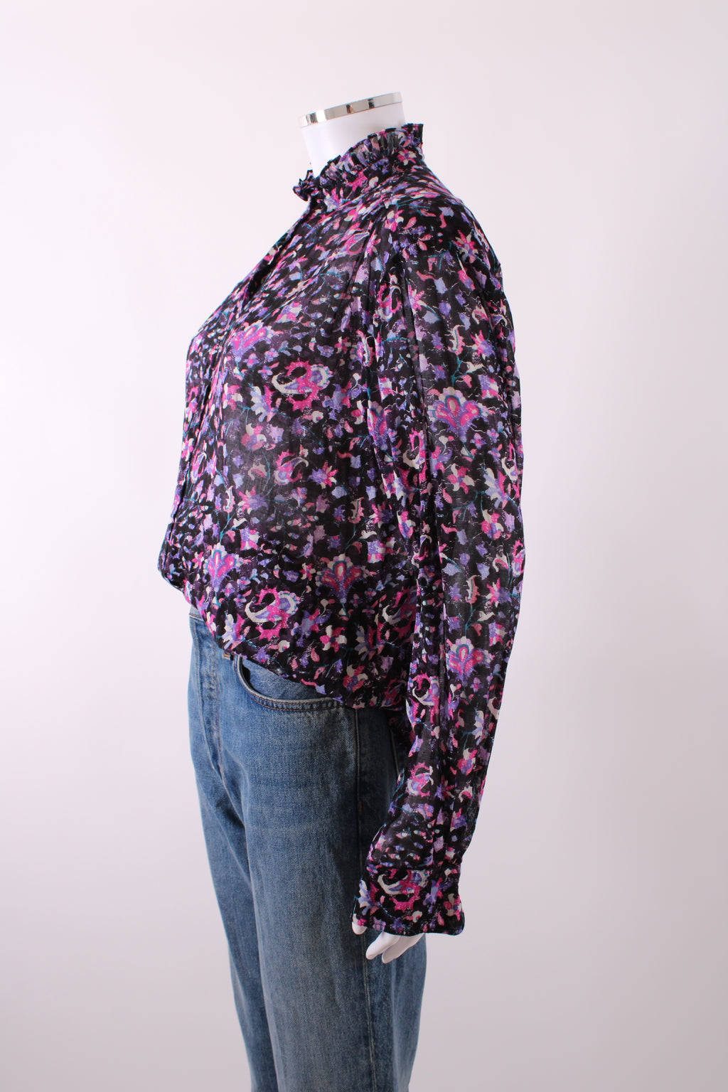 Isabel Marant Etoile L/S Floral Blouse Black/ Purple 6
