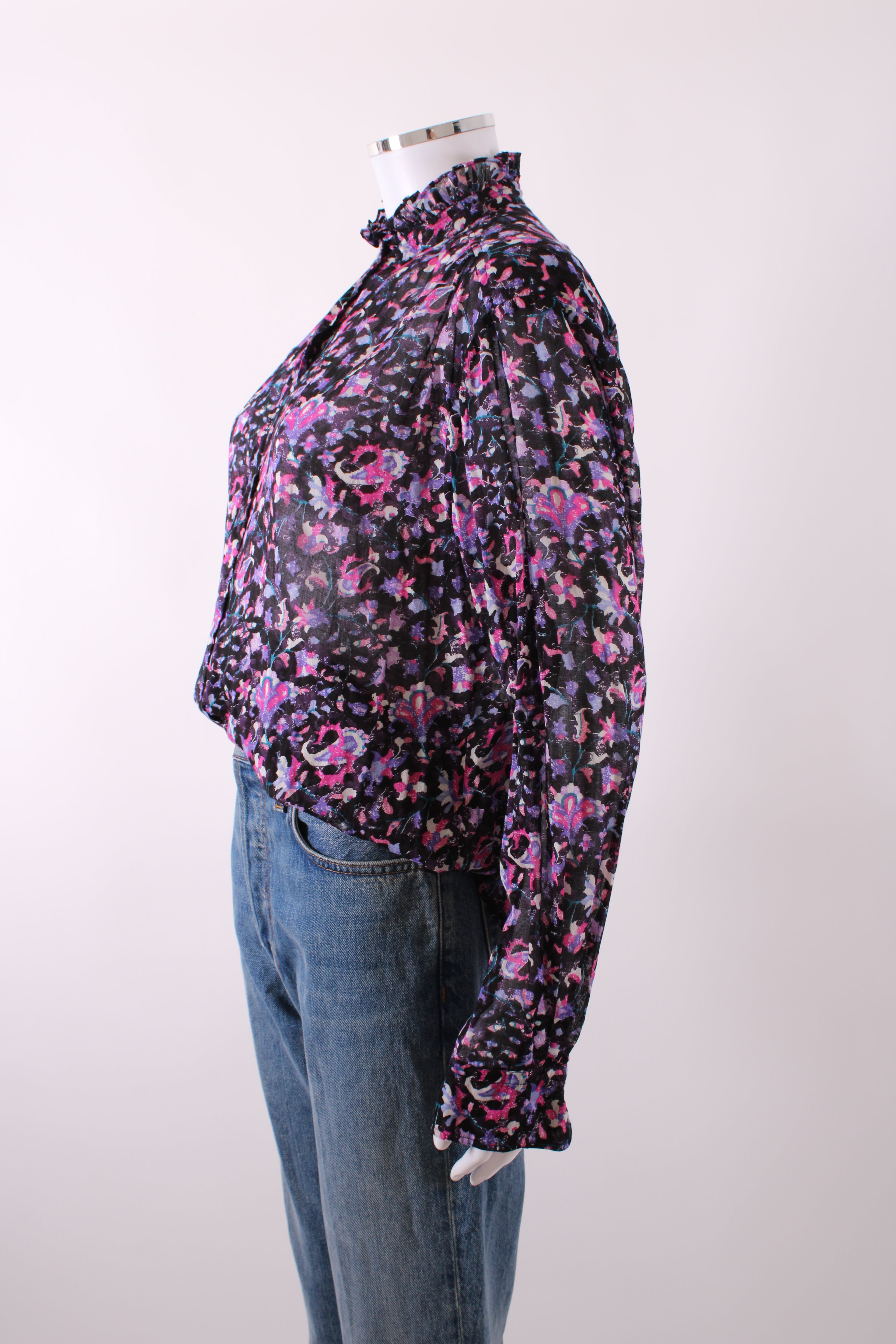 Isabel Marant Etoile L/S Floral Blouse Black/ Purple 6