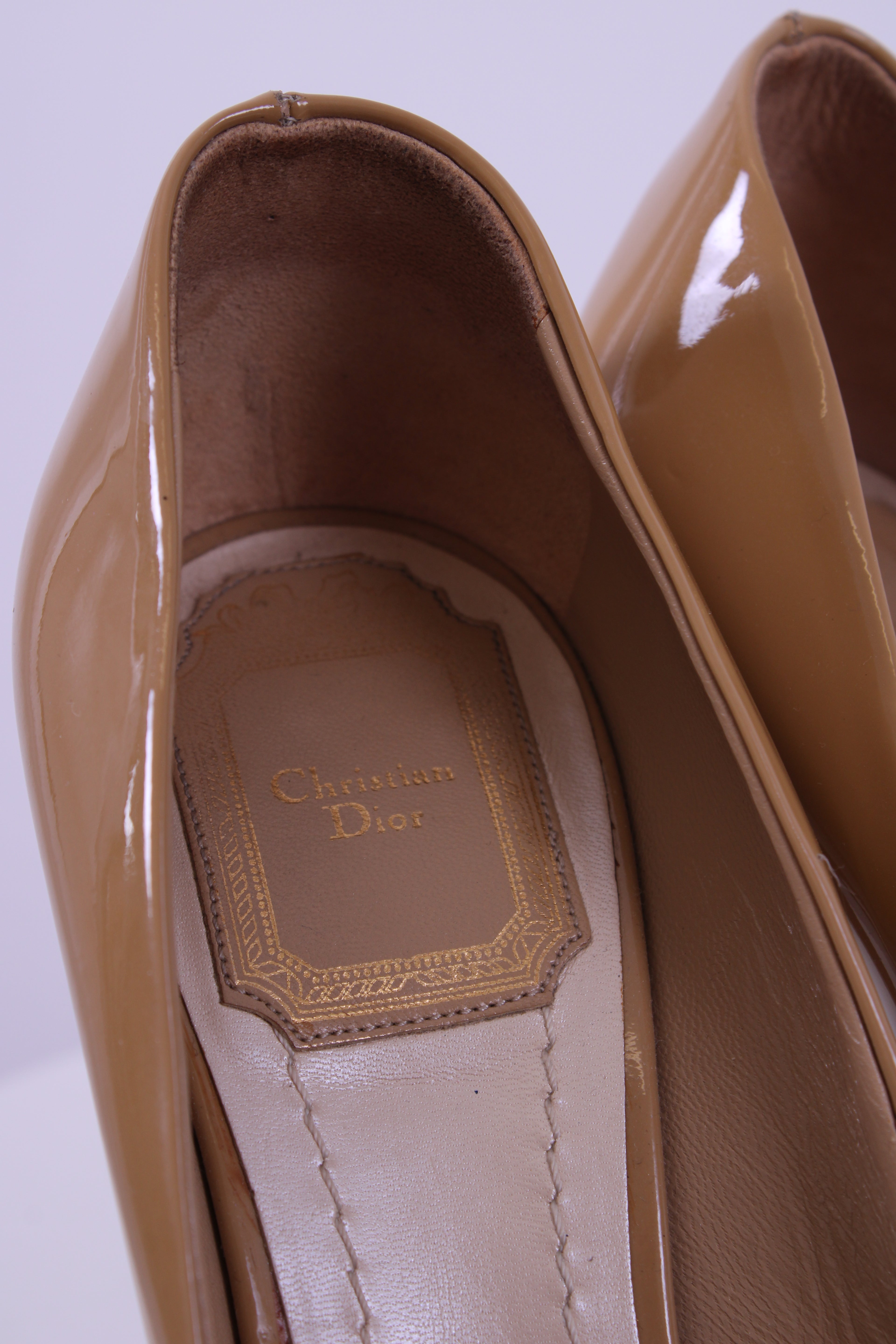 Christian Dior Beige Peep Toe Heels
