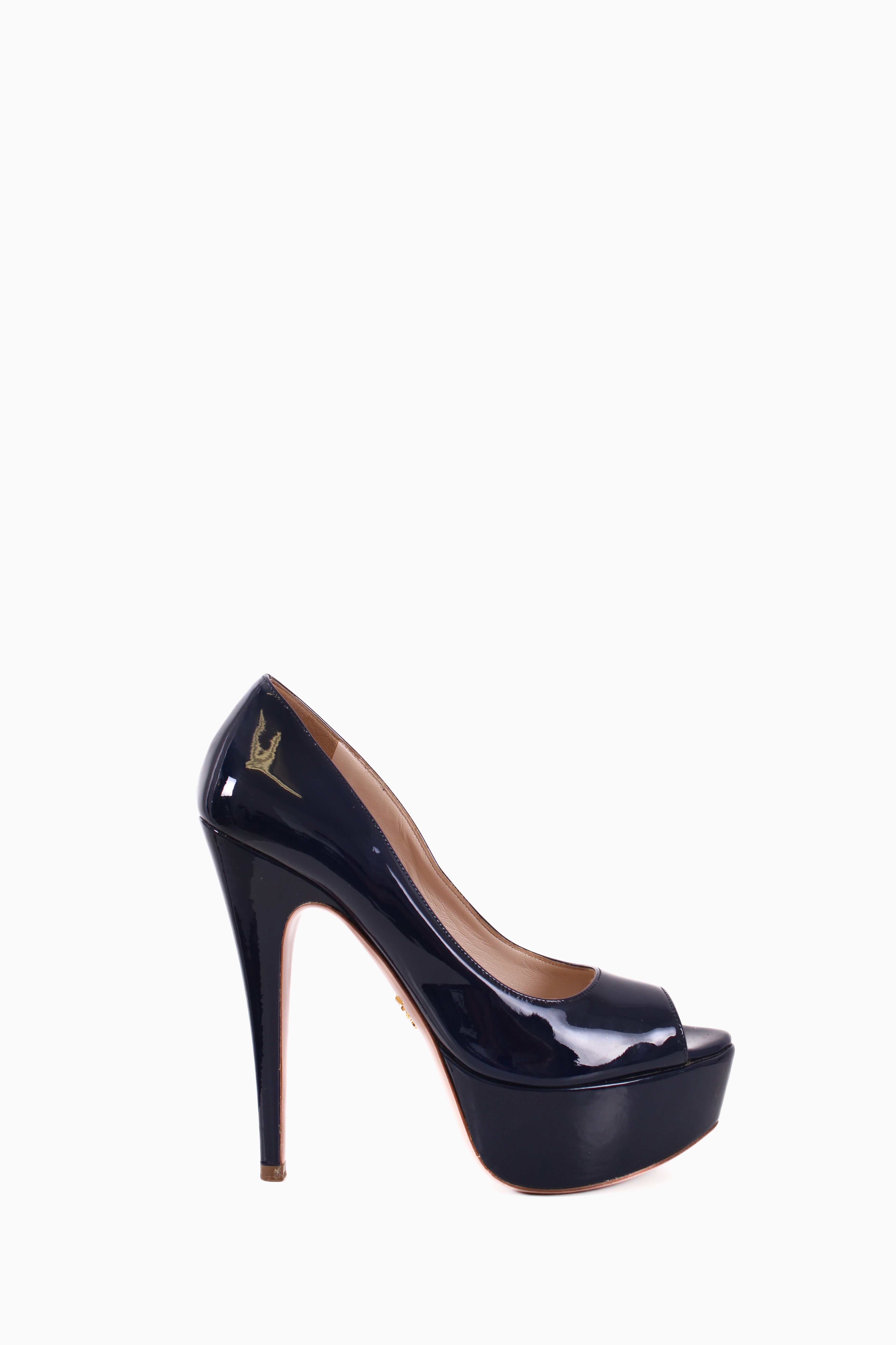 Prada Navy Peep Toe Heel Navy 37