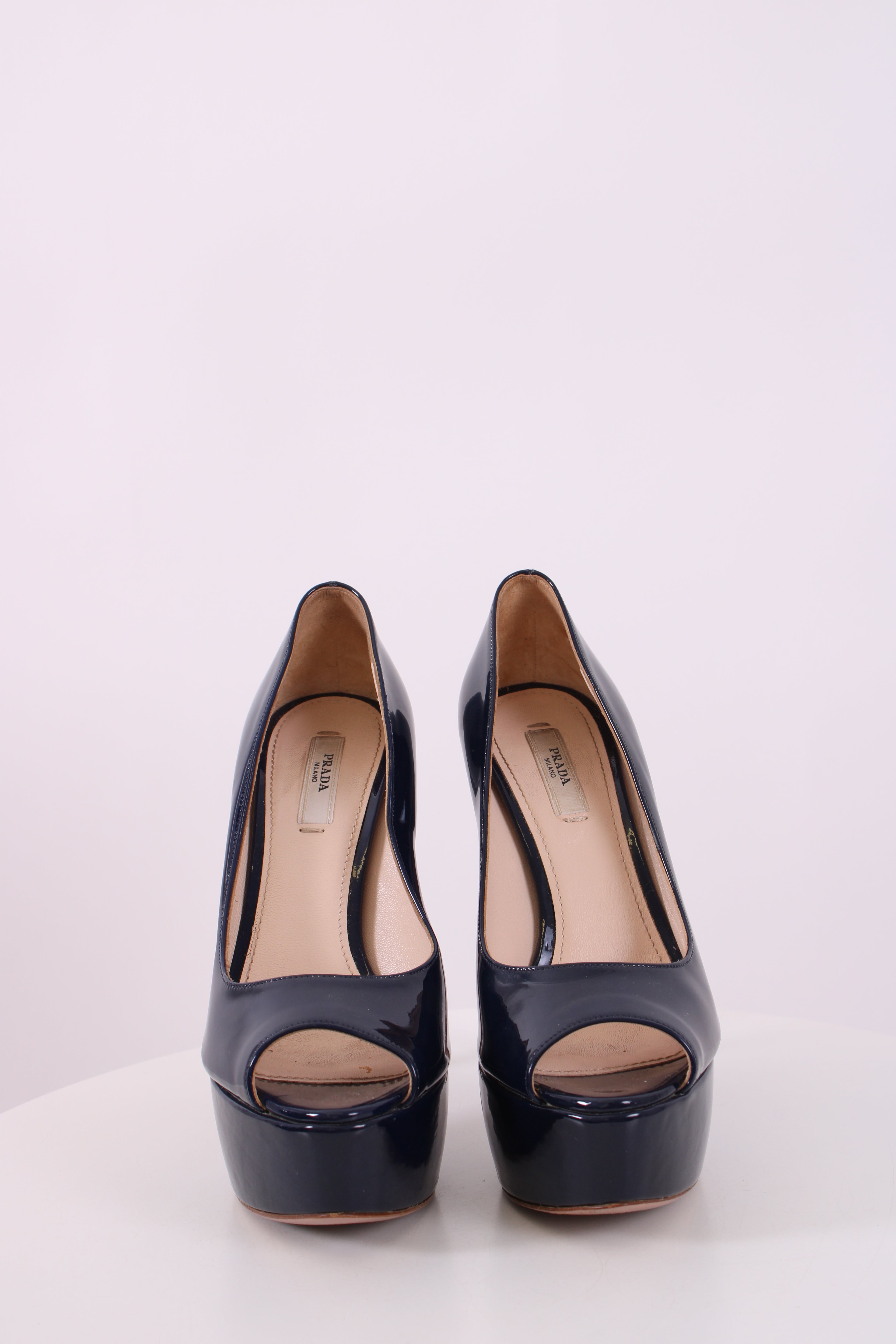 Prada Navy Peep Toe Heel Navy 37