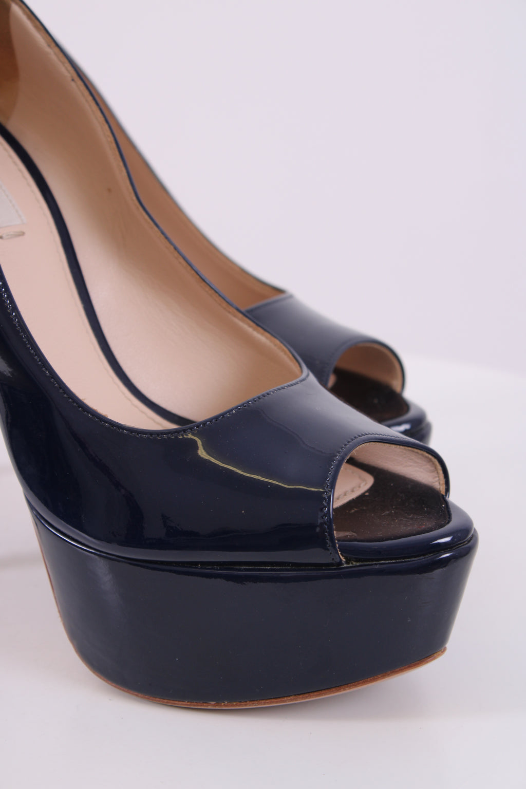 Prada Navy Peep Toe Heel Navy 37