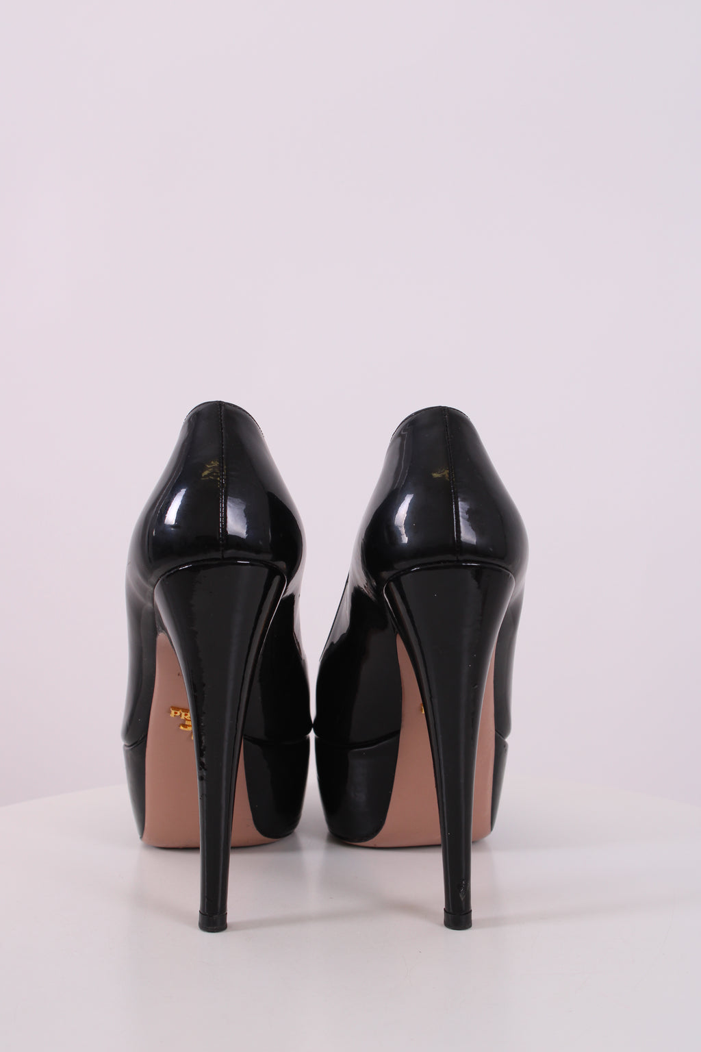 Prada Black Patent Peep Toe Black