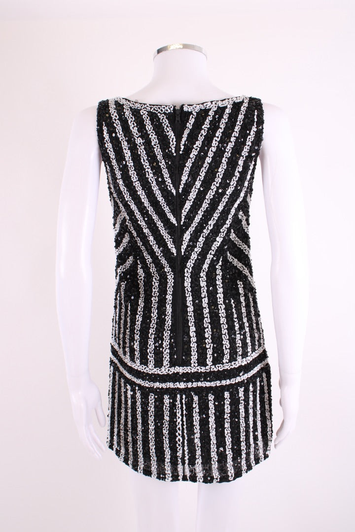 alice olivia black white dress Alice + Olivia Velia Mini Dress in Black & Off White