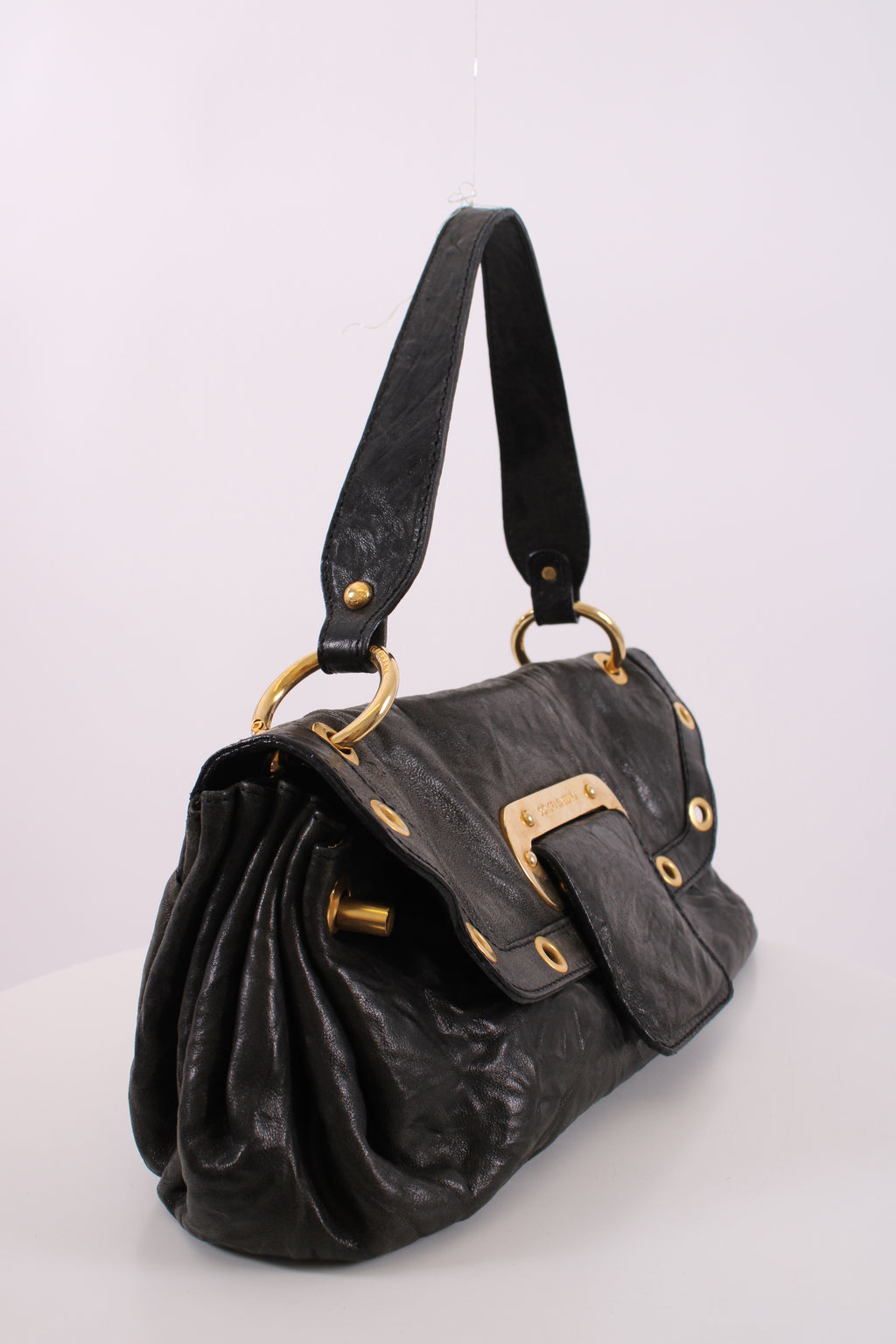 Dolce & Gabbana Leather shoulder bag gold detailing Black Small