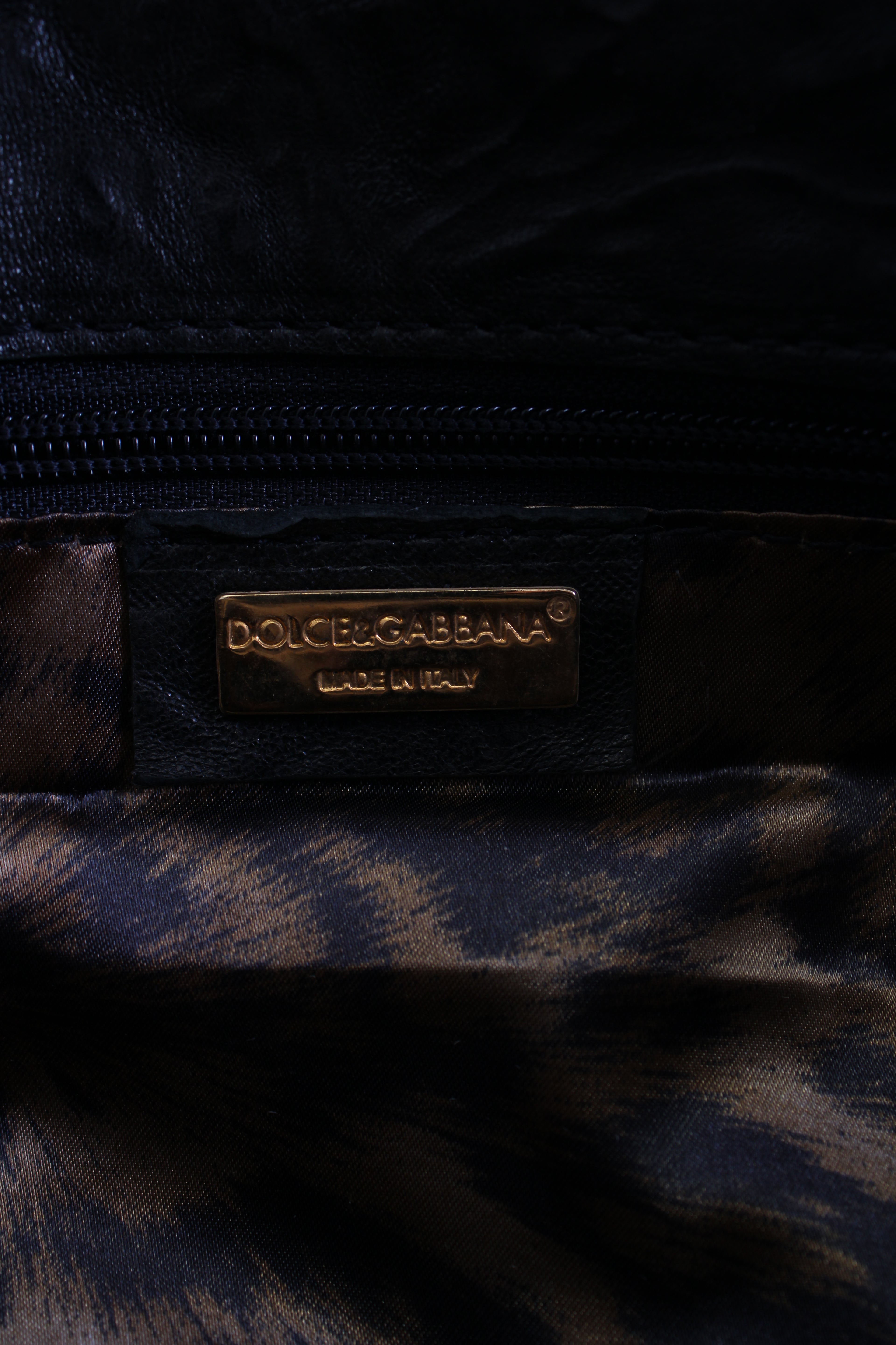 Dolce & Gabbana Leather shoulder bag gold detailing Black Small