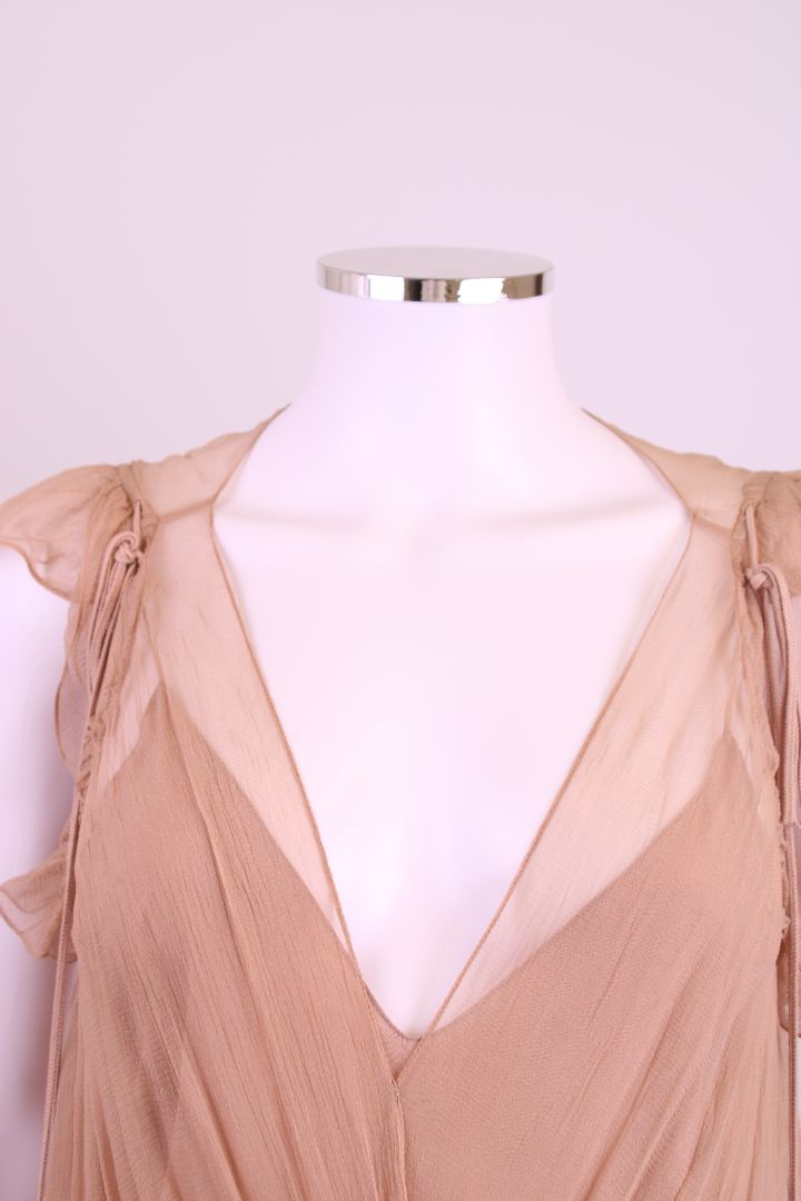 Chloe Drop Waist Bead Dress Nude 8