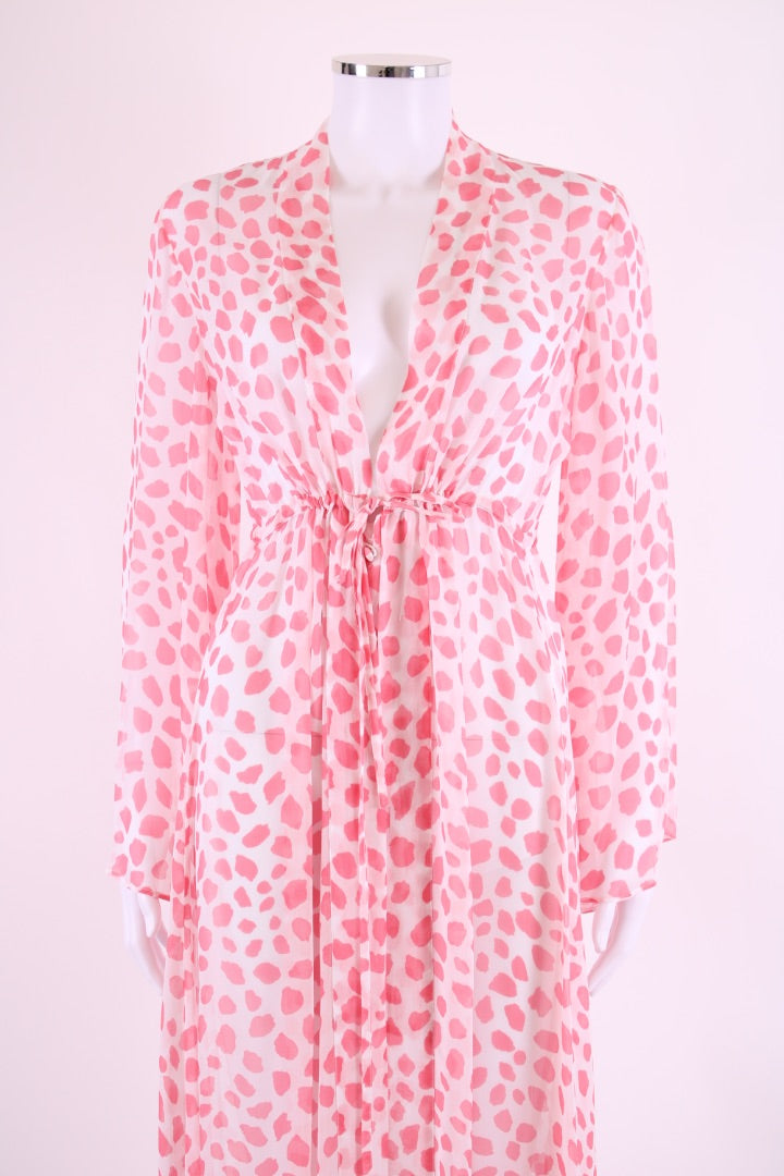 Alexandra Miro L/S Leopard Print Dress White/ Pink S