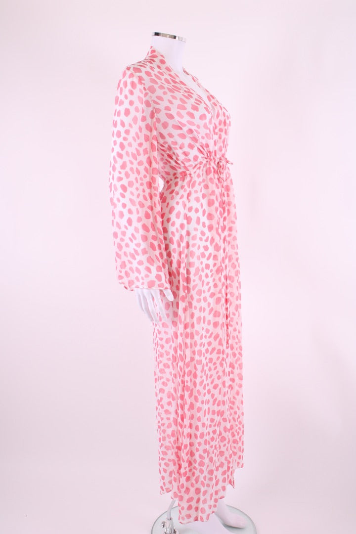 Alexandra Miro L/S Leopard Print Dress White/ Pink S
