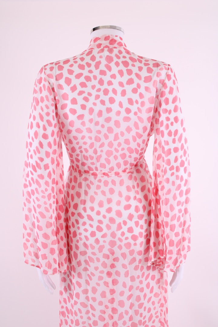 Alexandra Miro L/S Leopard Print Dress White/ Pink S