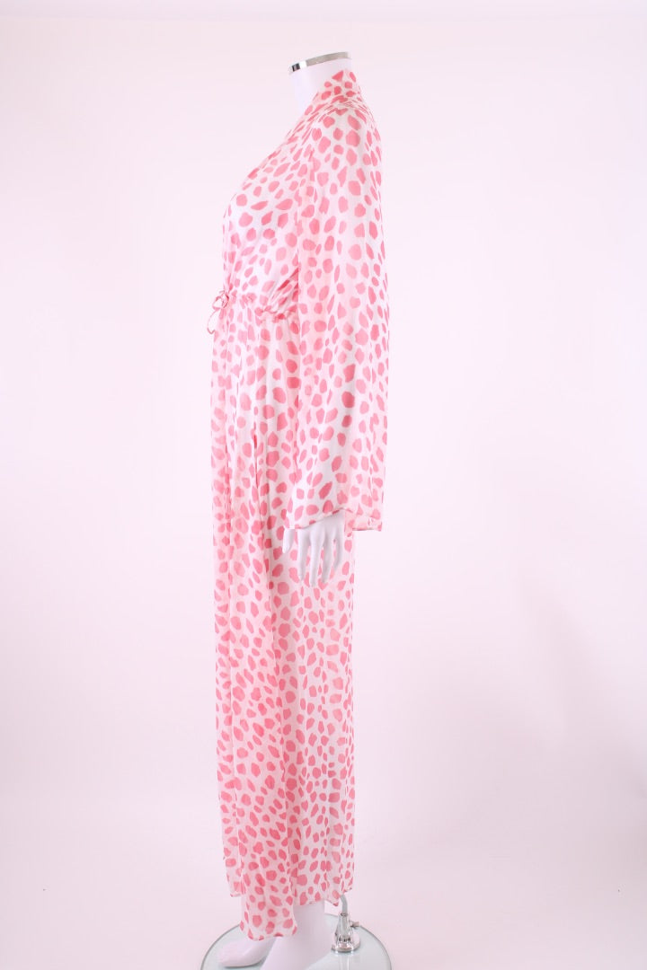 Alexandra Miro L/S Leopard Print Dress White/ Pink S