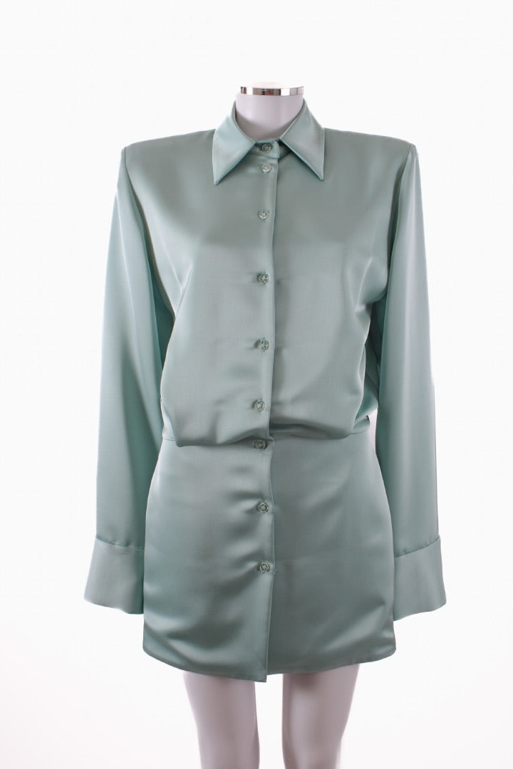 The Attico Satin Shirt Dress Green 40