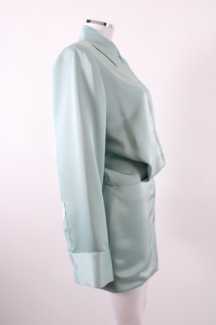 The Attico Satin Shirt Dress Green 40
