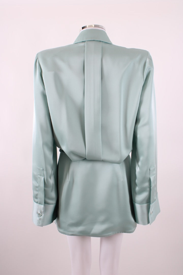 The Attico Satin Shirt Dress Green 40