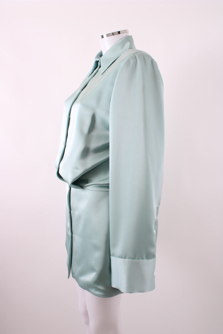 The Attico Satin Shirt Dress Green 40