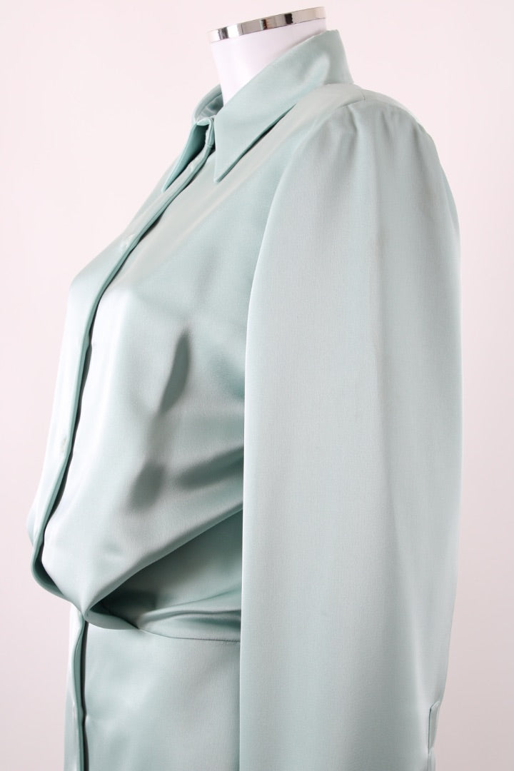 The Attico Satin Shirt Dress Green 40