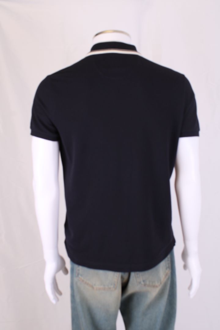 Loro Piana S/S Half Zip Polo Top Navy/ White M