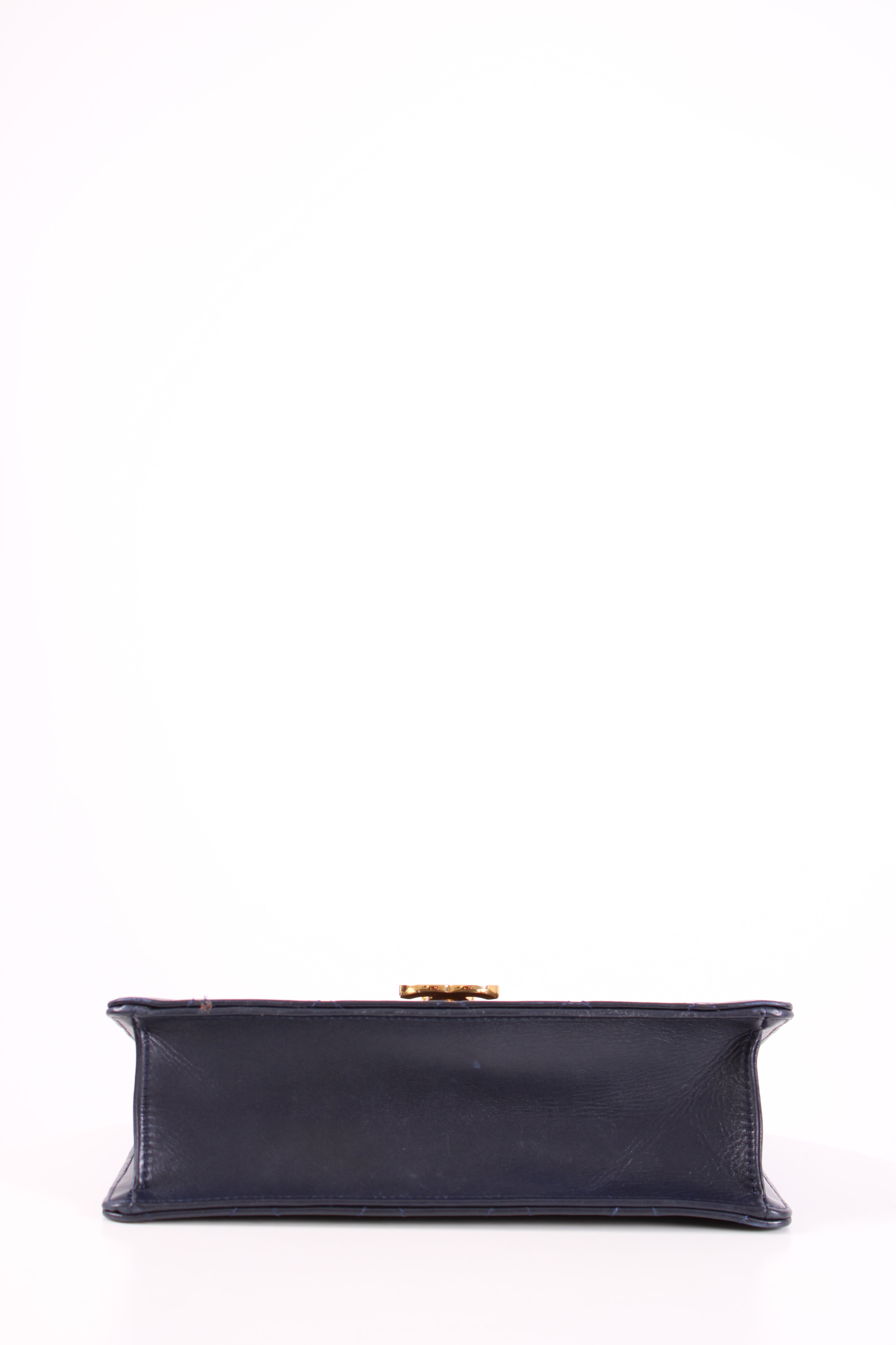 Chanel Quilted Golden Class Flap Bag Navy