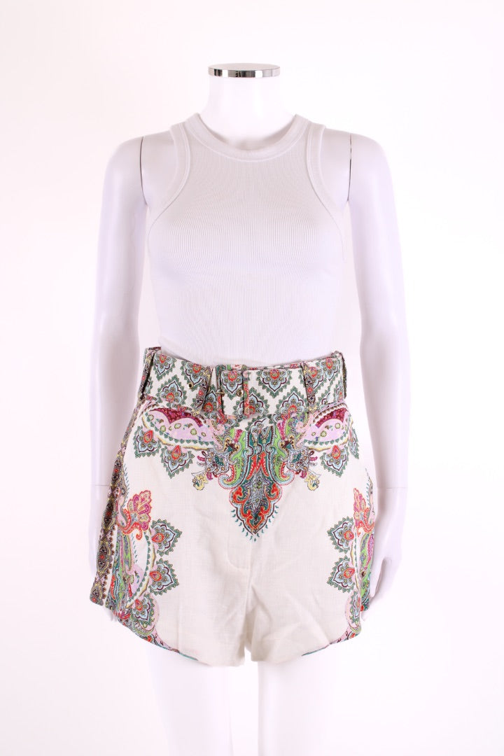 Zimmermann Paisley Print Shorts White/ Green S