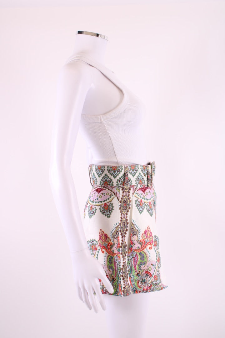 Zimmermann Paisley Print Shorts White/ Green S
