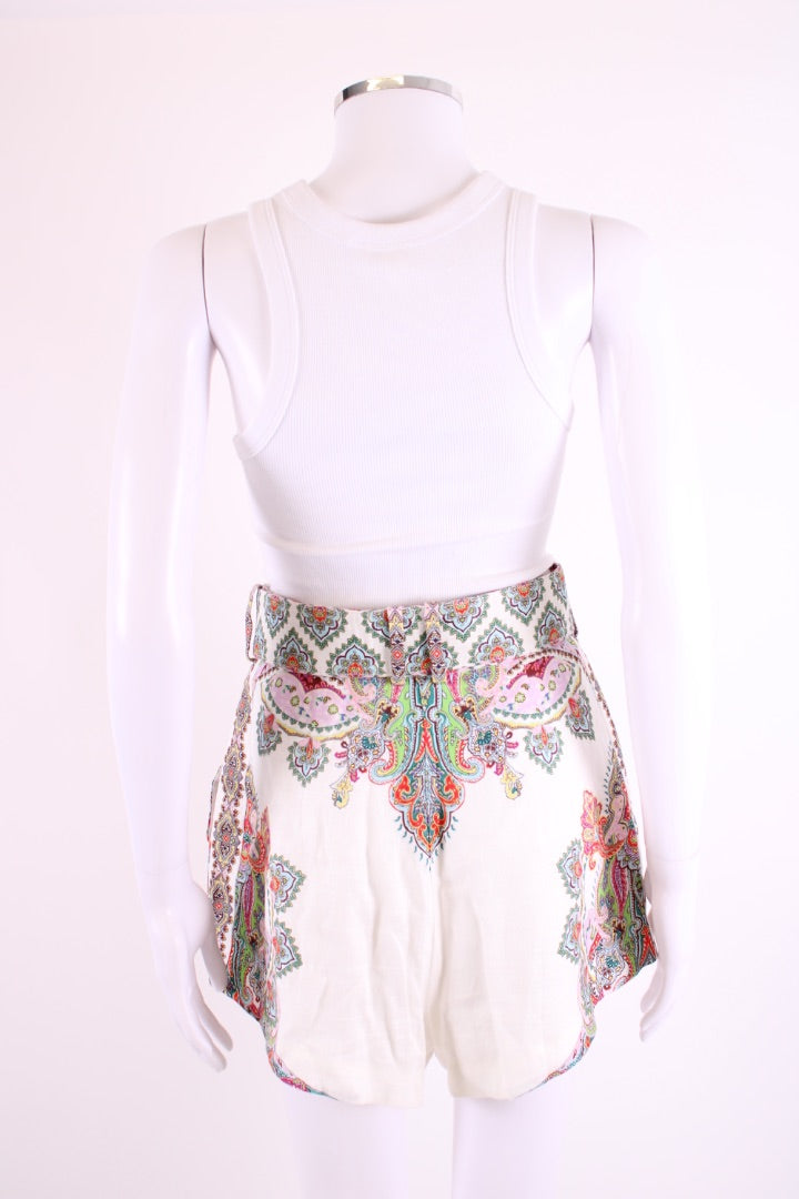 Zimmermann Paisley Print Shorts White/ Green S
