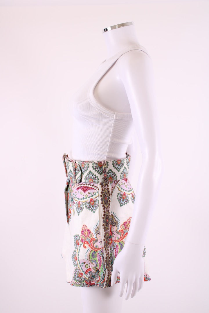 Zimmermann Paisley Print Shorts White/ Green S